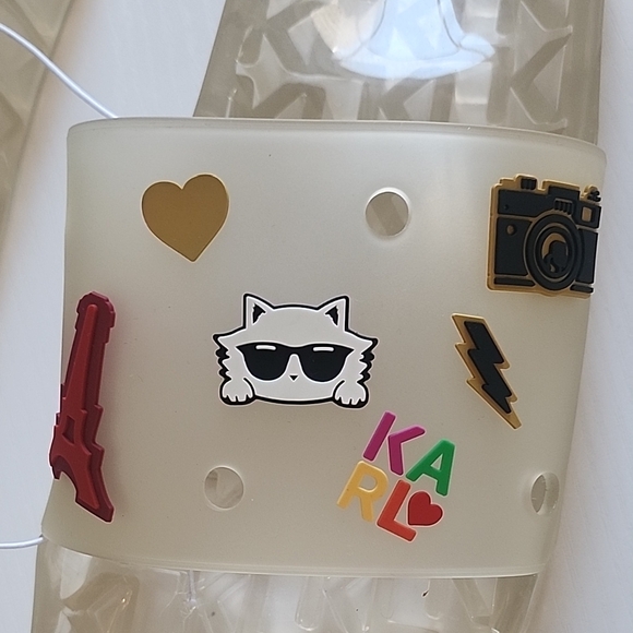 Karl Lagerfeld Clear Slide Sandals w/Multicolor Accents, Super Comfy Fashion - Picture 7 of 9